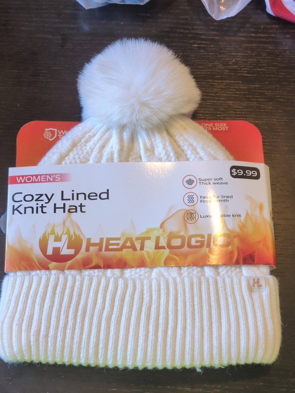 Women's Cream Knit Pom Beanie - Cozy Lined Winter Hat